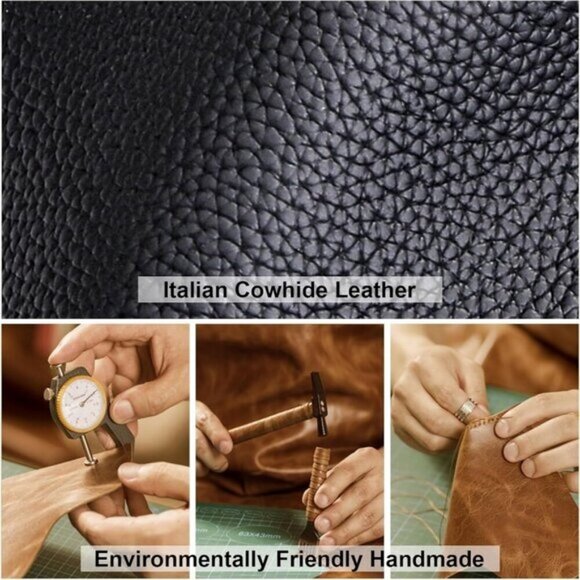 ⚡Women 02Black Trendy Genuine Leather Imported Bucket Bag Tote Top Handle Purses - Picture 3 of 6